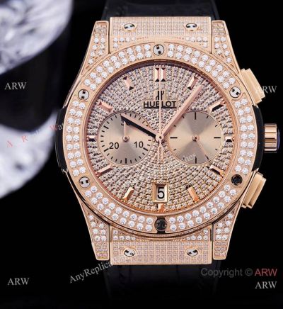 Classic Fusion Hublot Knock off Watch - Chronograph King Rose Gold Iced Out watch